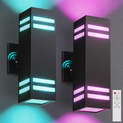 2 Luces Pared Inteligentes Exterior Aluminio Negro