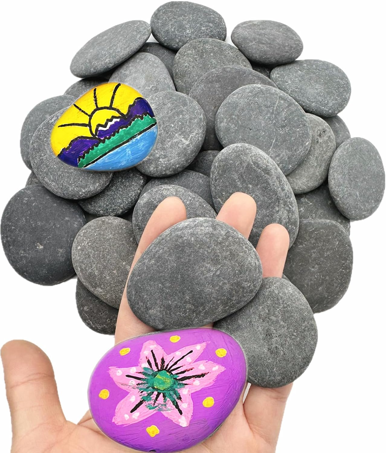 100 Rocas Planas para Pintar 1.5-2.2pulg