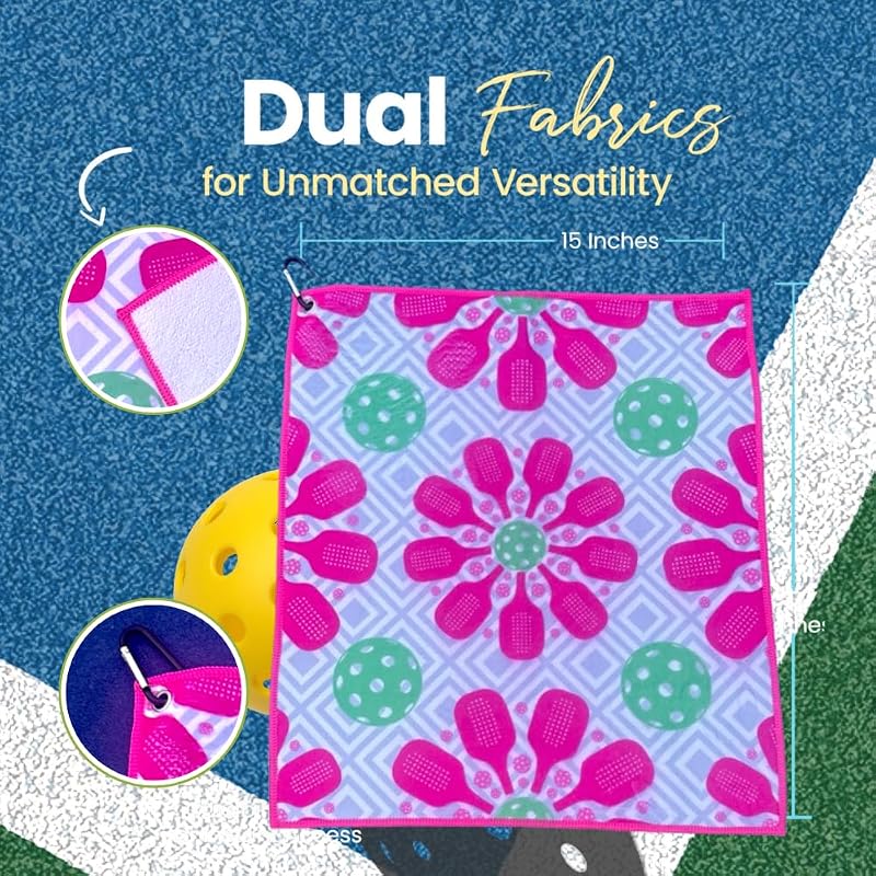Toalla pickleball microfibra algodón con clip mosquetón