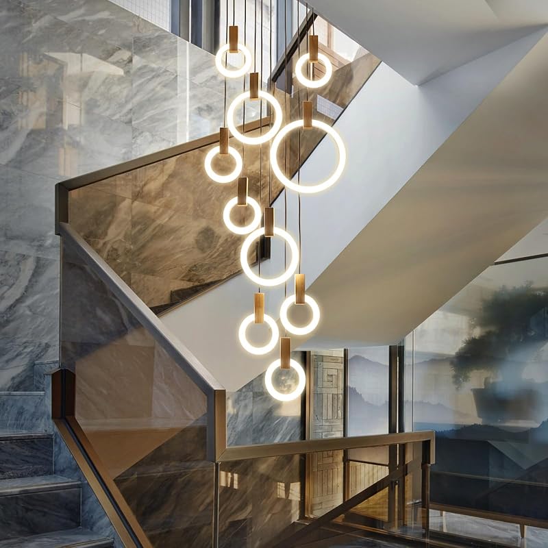 Candelabros LED modernos para techo alto sala entrada hotel