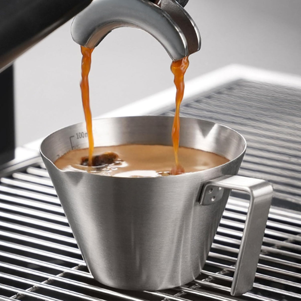 Taza café expreso acero inox doble boquilla 3.4oz