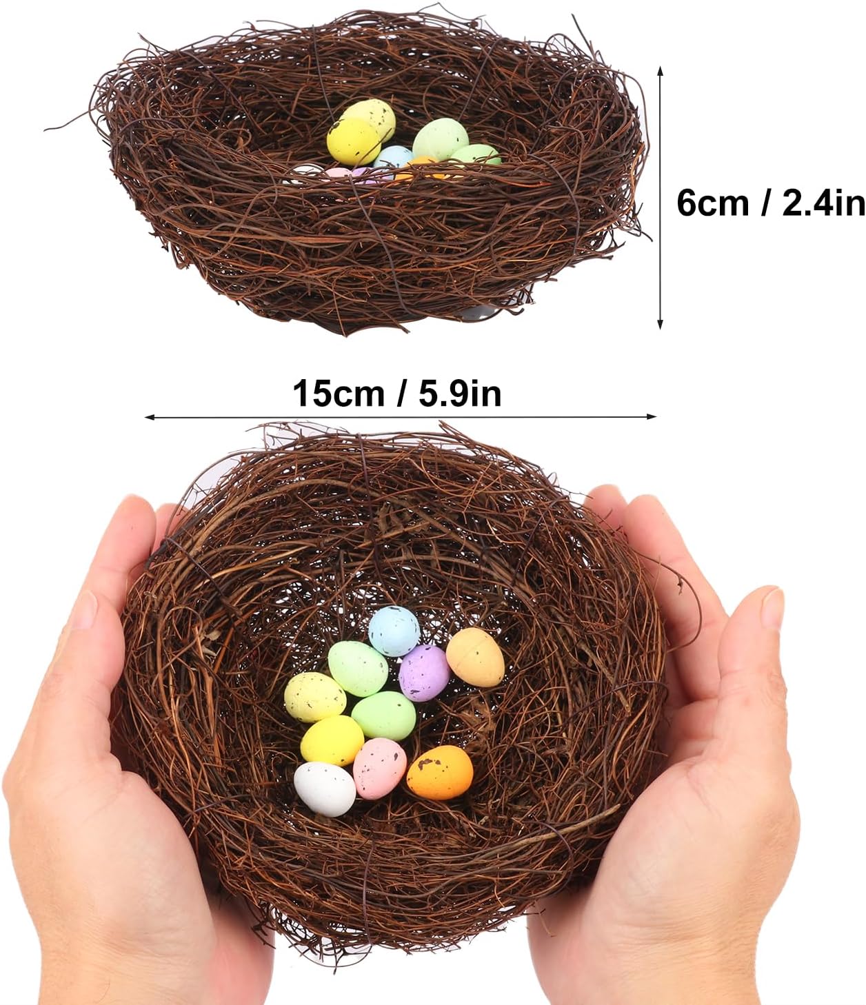 15 Nidos Pájaro Ratán 5.9" Decoración Manualidades