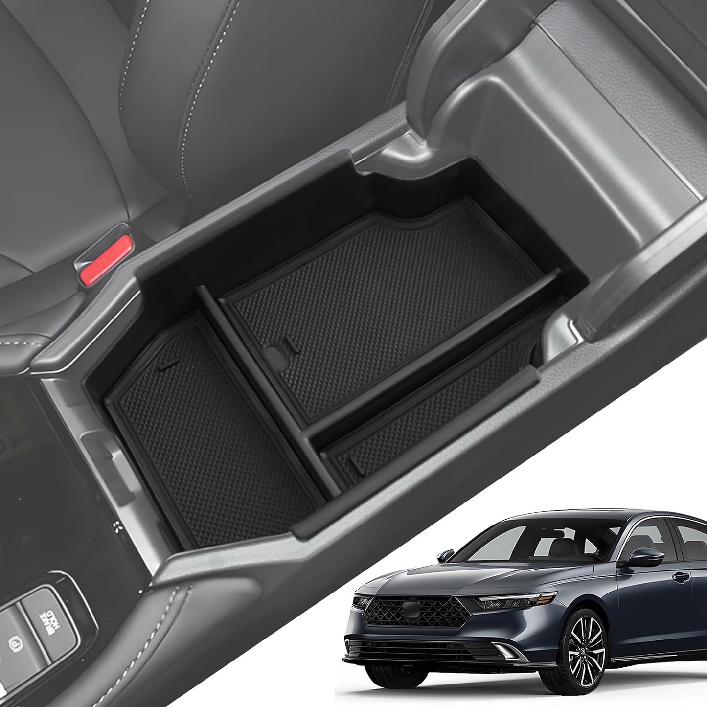 Organiz. reposabrazos Honda Accord 23-26 goma negro