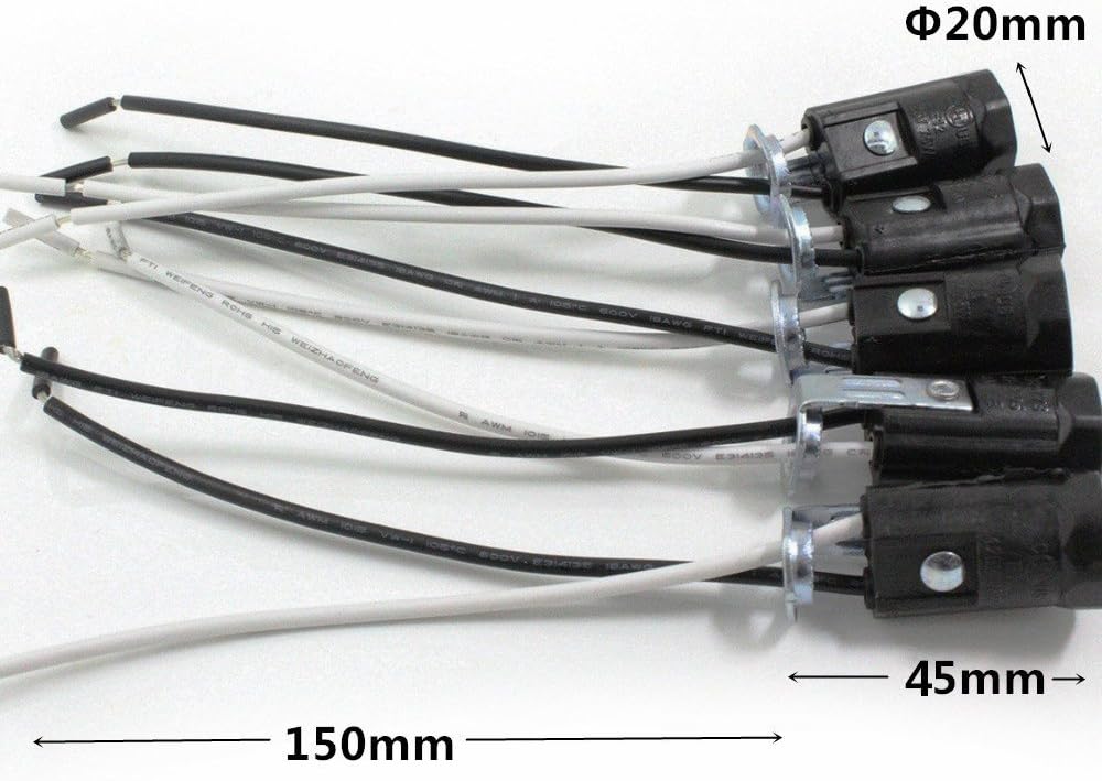 5 Portalámparas candelabro base fenólico negro sin llave