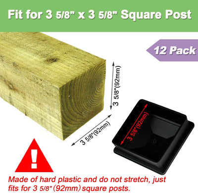 12 Tapas Poste Valla 4x4 para Postes Madera 3 5/8pulg Plástico PP