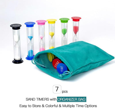 Temporizadores arena con bolsa organizadora colorida set 7