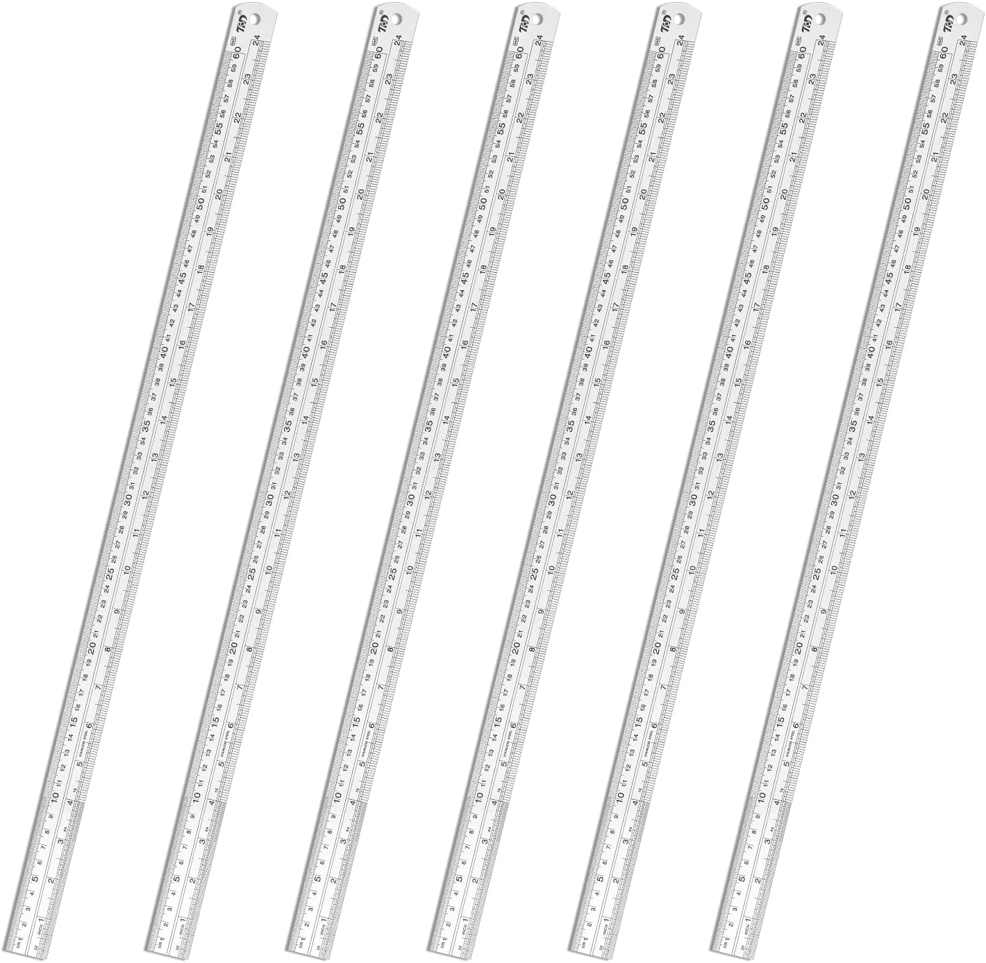 6 Reglas Acero Inox 24pulg Escala Métrica y Pulg Carpintería