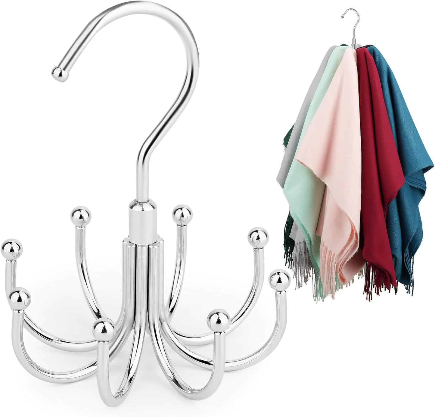 Organiz. bufandas giratorio metal 8 pzas color plateado