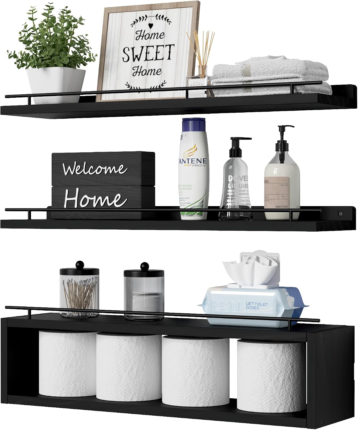 Estantes flotantes pared 24" riel metal baño