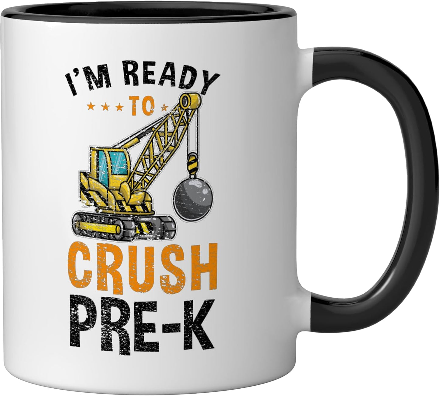 Taza Cerámica Niño Excavadora Pre-K Regreso a Clases Negro/Blanco
