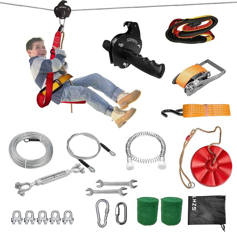 Kit tirolesa 110-180ft freno acero inox asiento ajustable