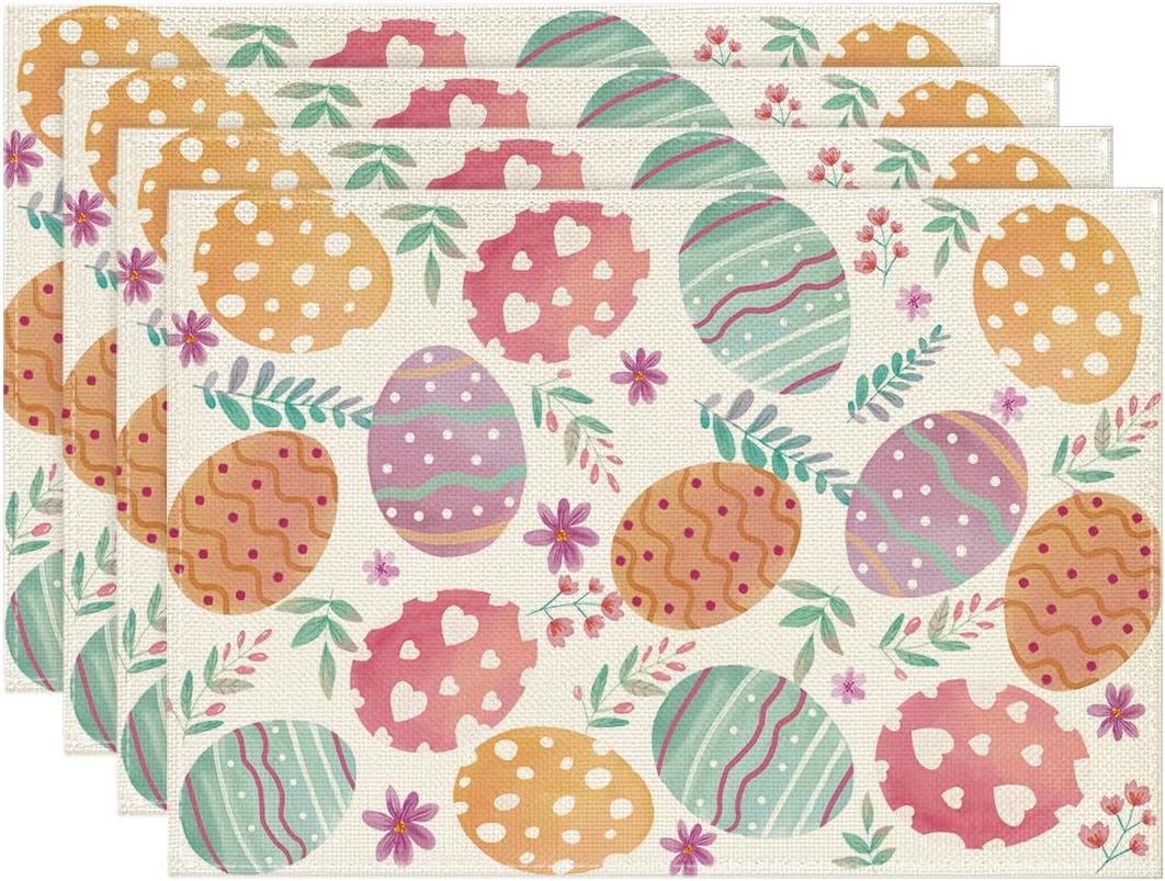 Set 4 Manteles Pascua Floral 12x18pulg Decoración Fiesta