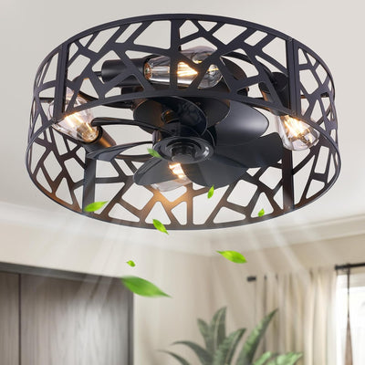 Lámpara techo ventilador 20pulg negro