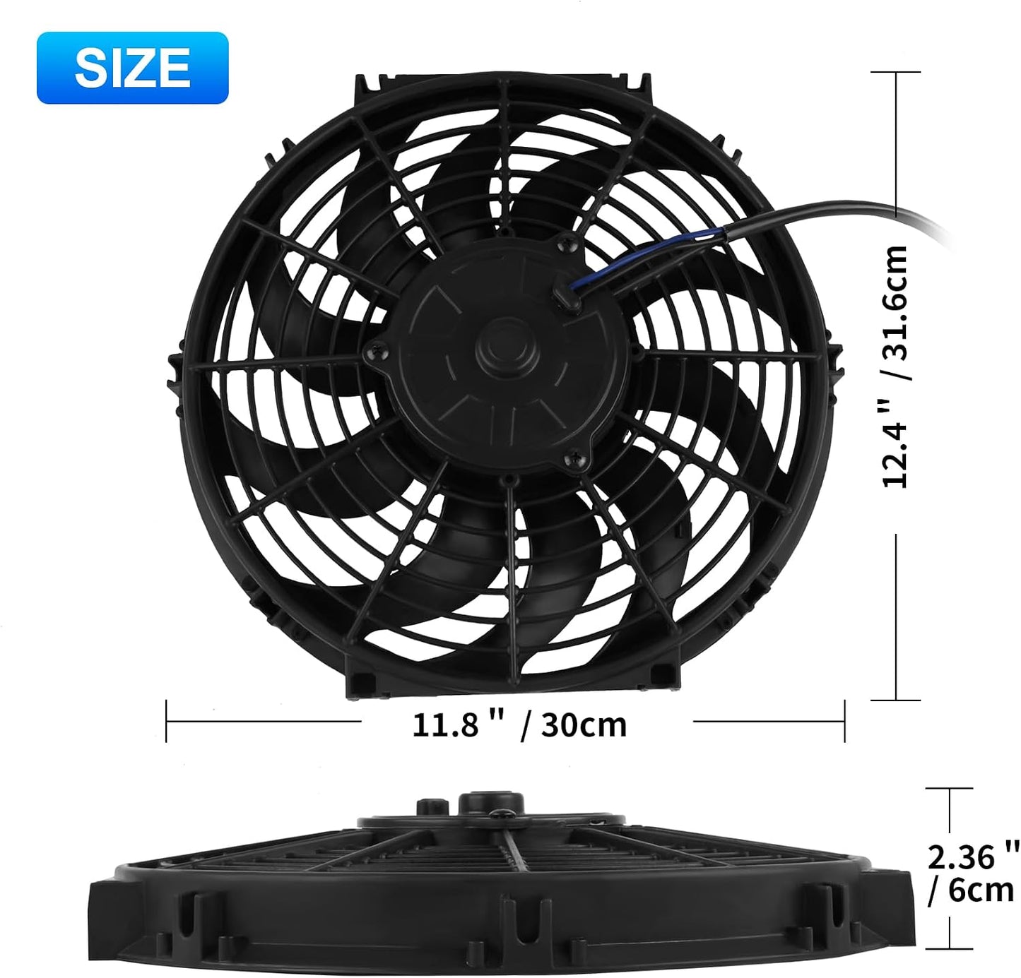 Ventilador radiador eléctrico 12V 80W 12"
