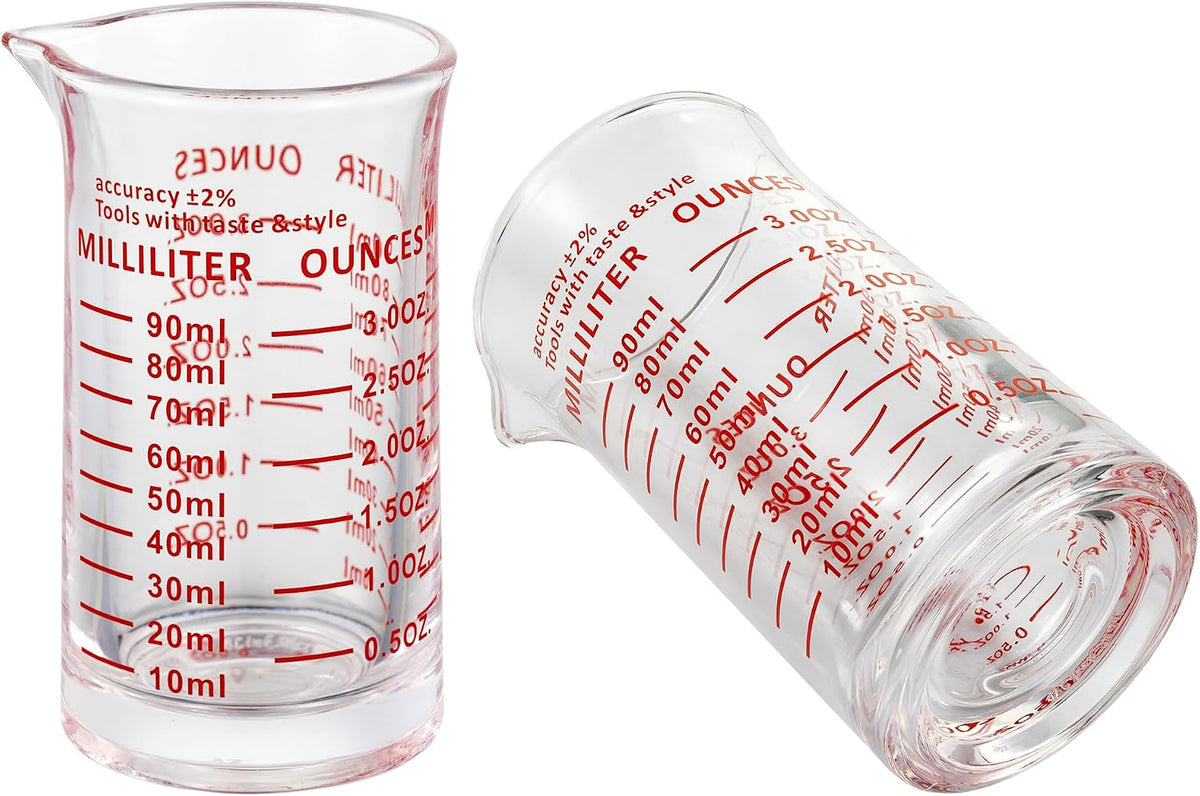 Taza medidora vidrio doble escala 3oz/90ml set 2