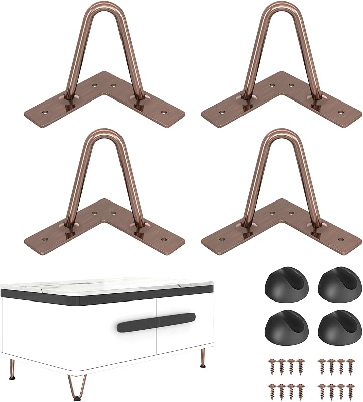 Patas mesa horquilla 4" set 4 metal con protectores suelo