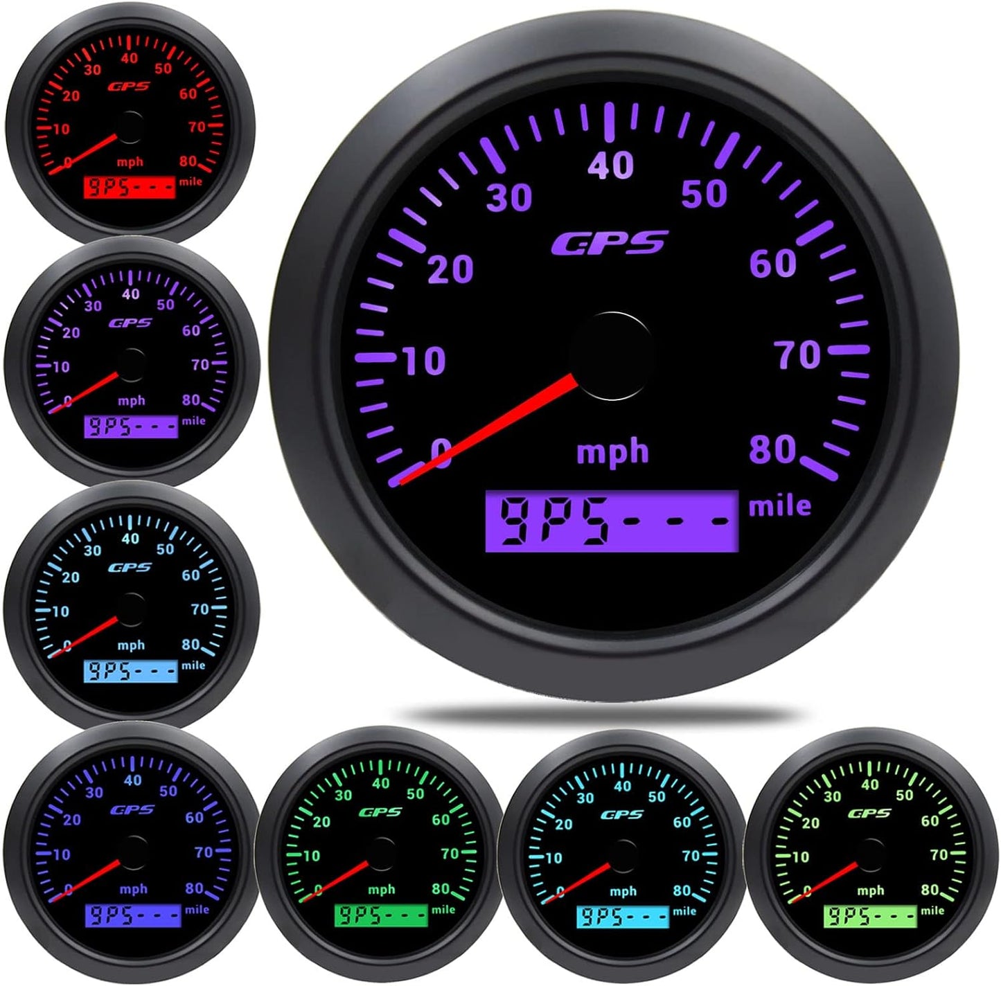 Velocímetro GPS digital 3.34" 0-80 MPH para auto