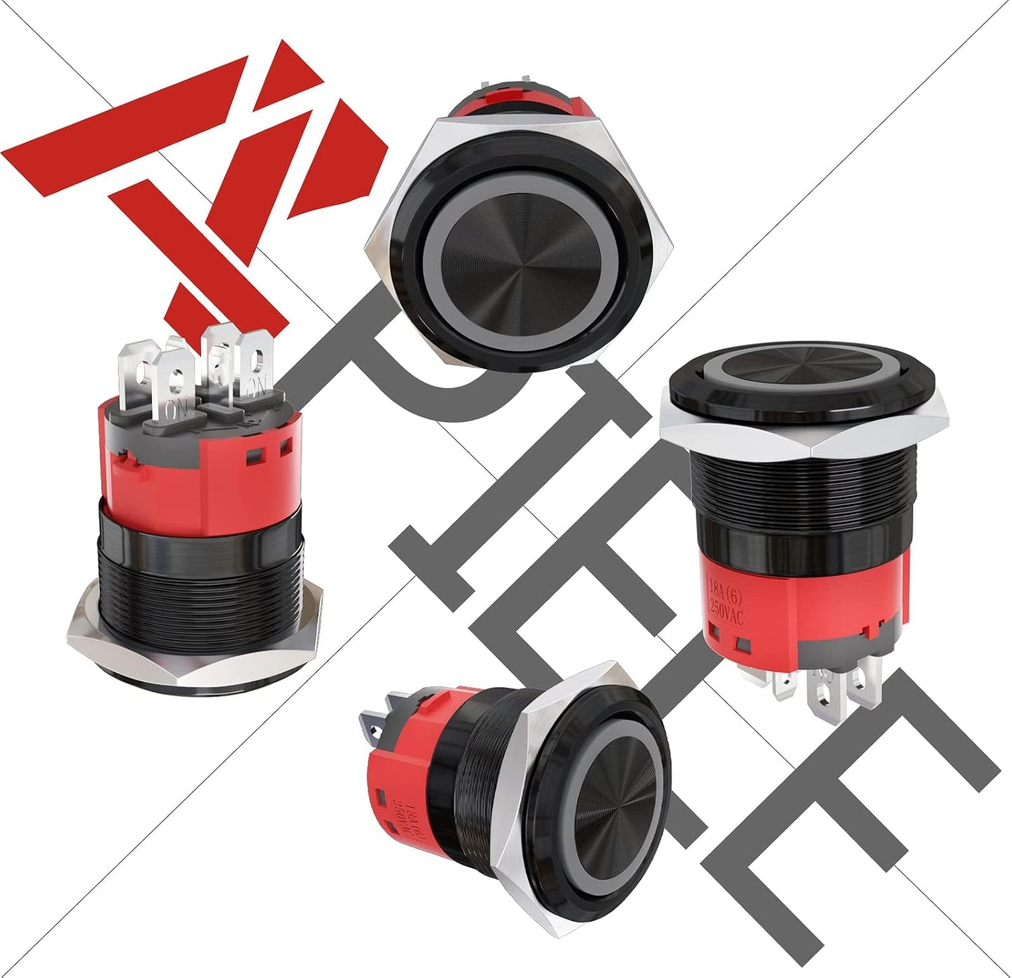 Interruptor botón pestillo 7/8pulg 110-220v AC 15A DPST LED