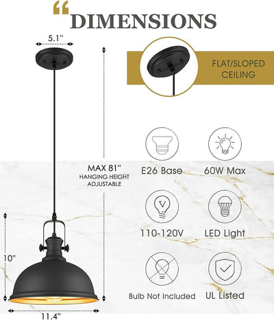 Luces colgantes isla cocina estilo rústico negro mate