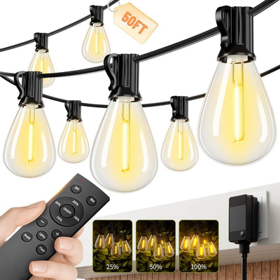 Tira luces exteriores 50ft 181 LED inastillables control remoto