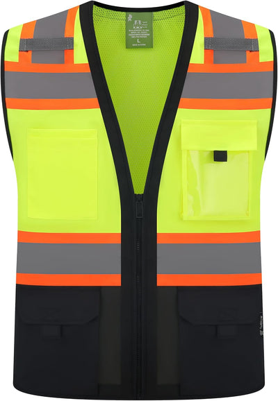 Chaleco seguridad reflectante clase 2 con 5 bolsillos y cremallera