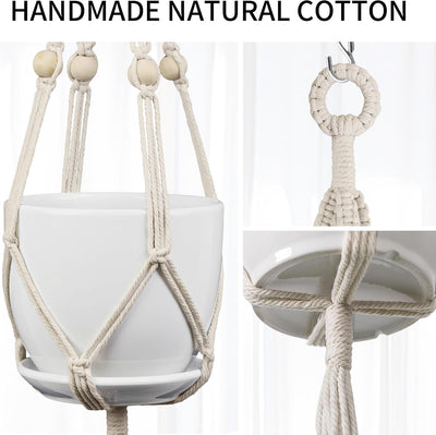 Colgador macramé para macetas 4-8" 49" set 2 marfil