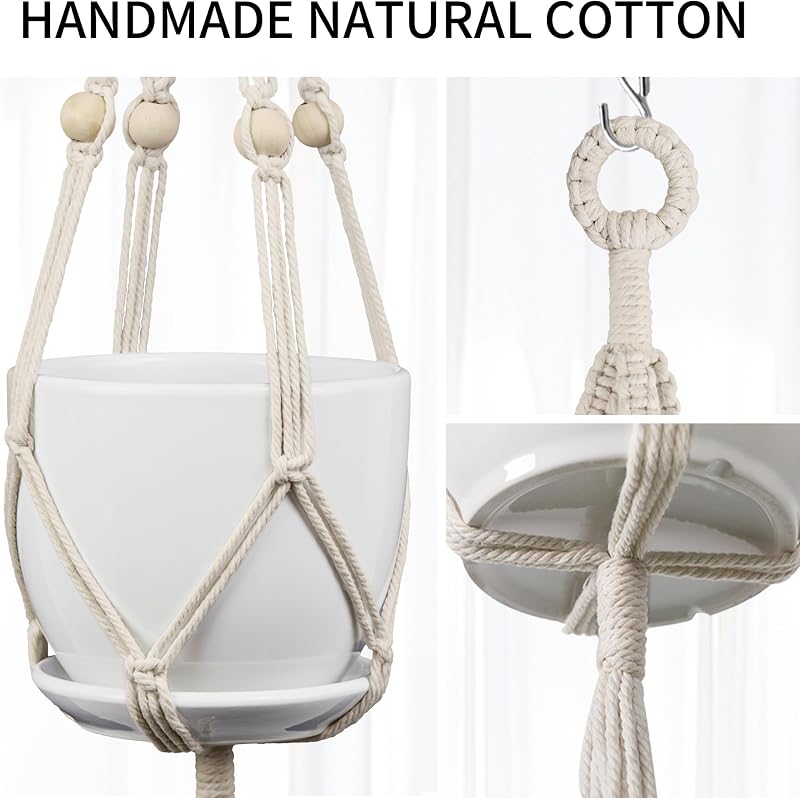 Colgador macramé para macetas 4-8" 49" set 2 marfil