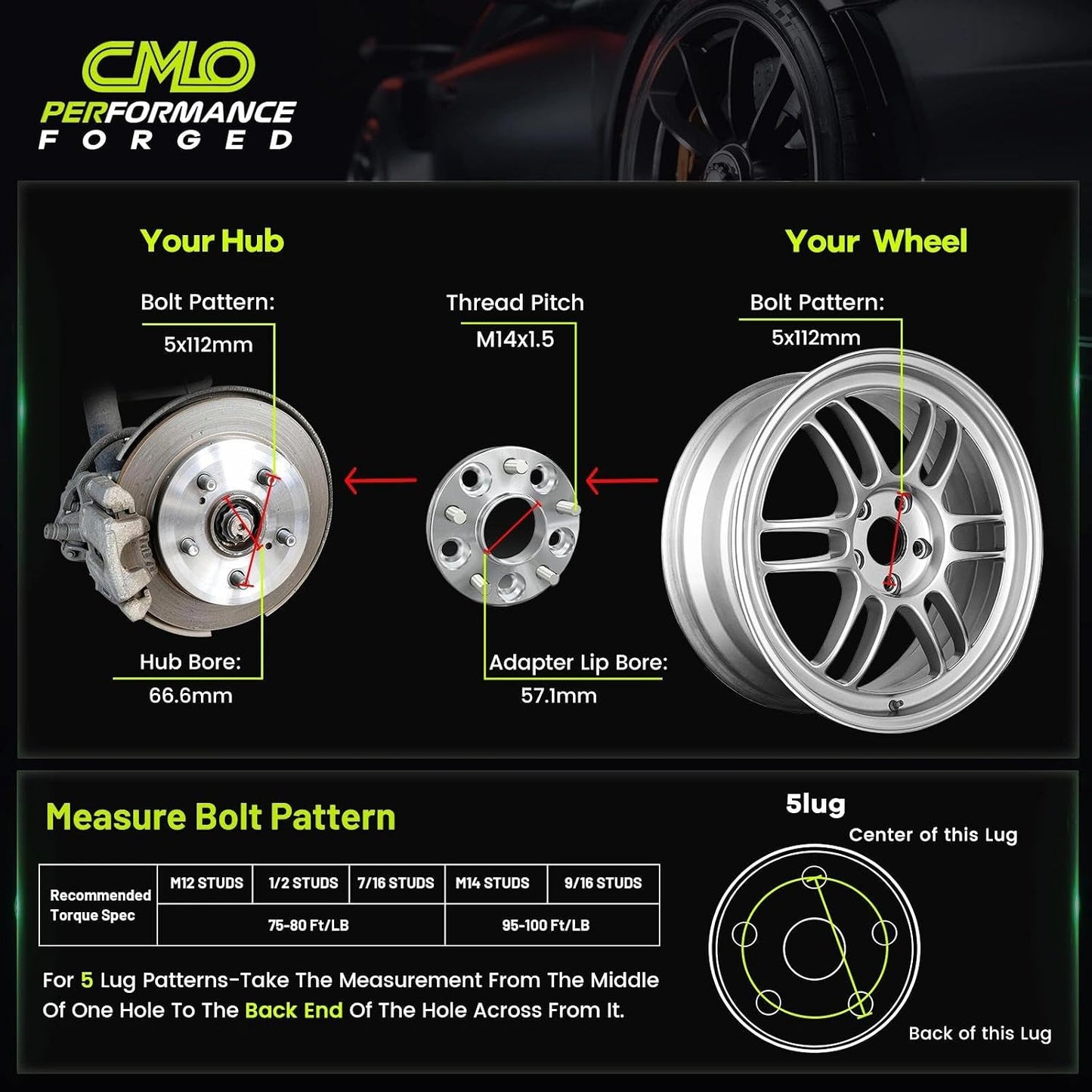 Adaptadores rueda 5x112 20mm 66.6 a 57.1mm para Audi Benz