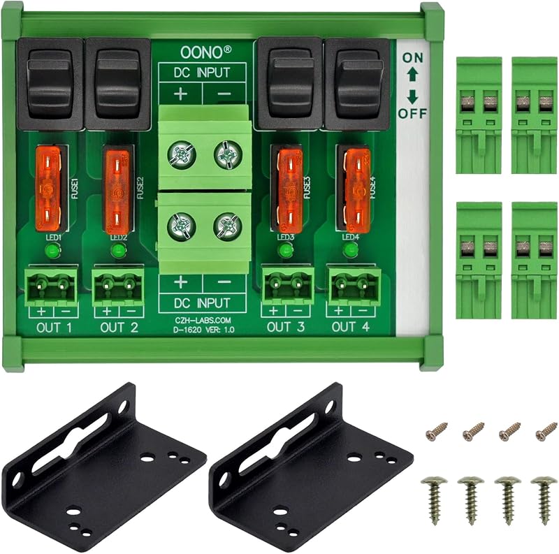 Módulo CC con interruptor fusible 4 canales riel DIN