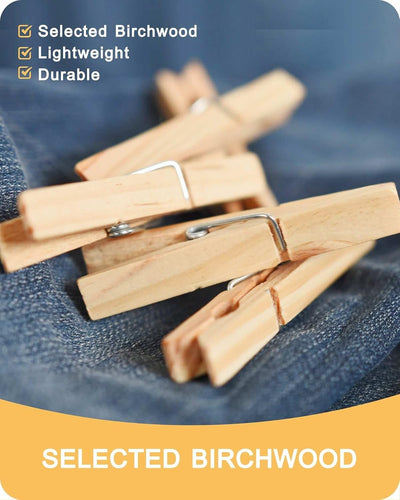 Pinzas madera abedul para ropa tendedero 2.83"