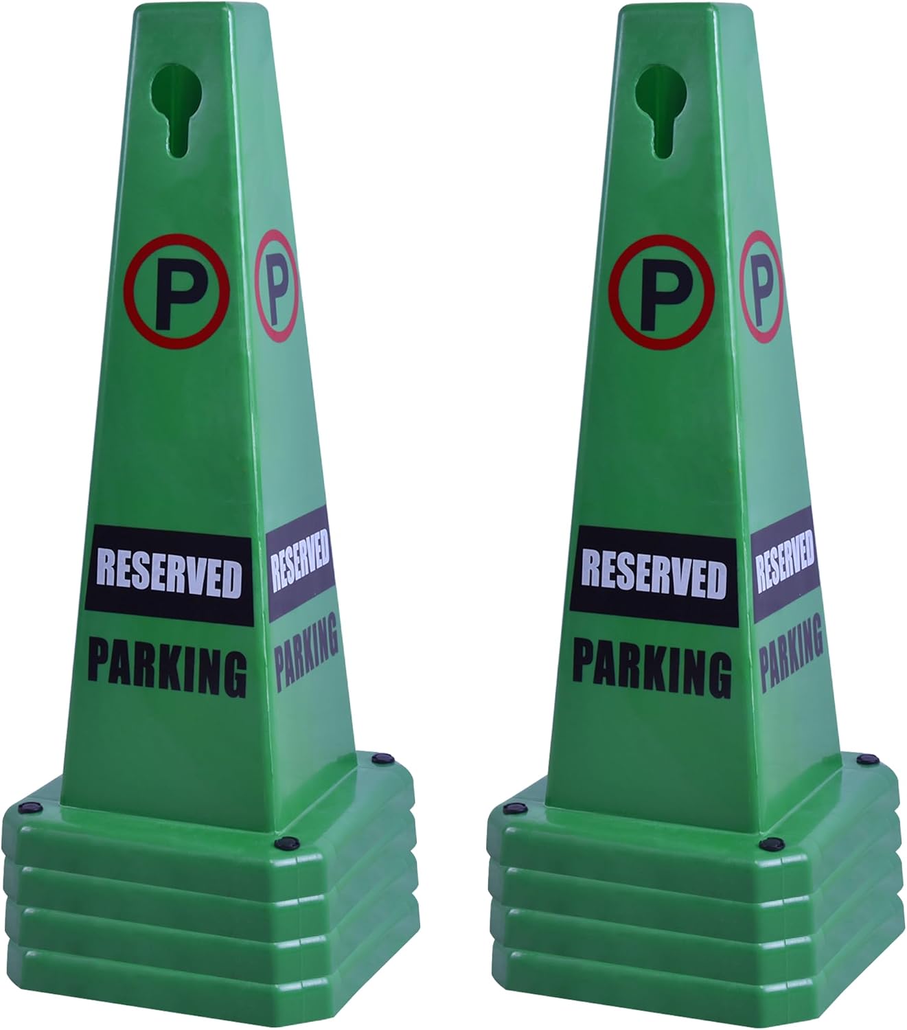 Set 8 conos estacionamiento seguridad 4 lados verde base