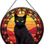 Atrapasoles colgantes gato negro para ventanas pintado a mano