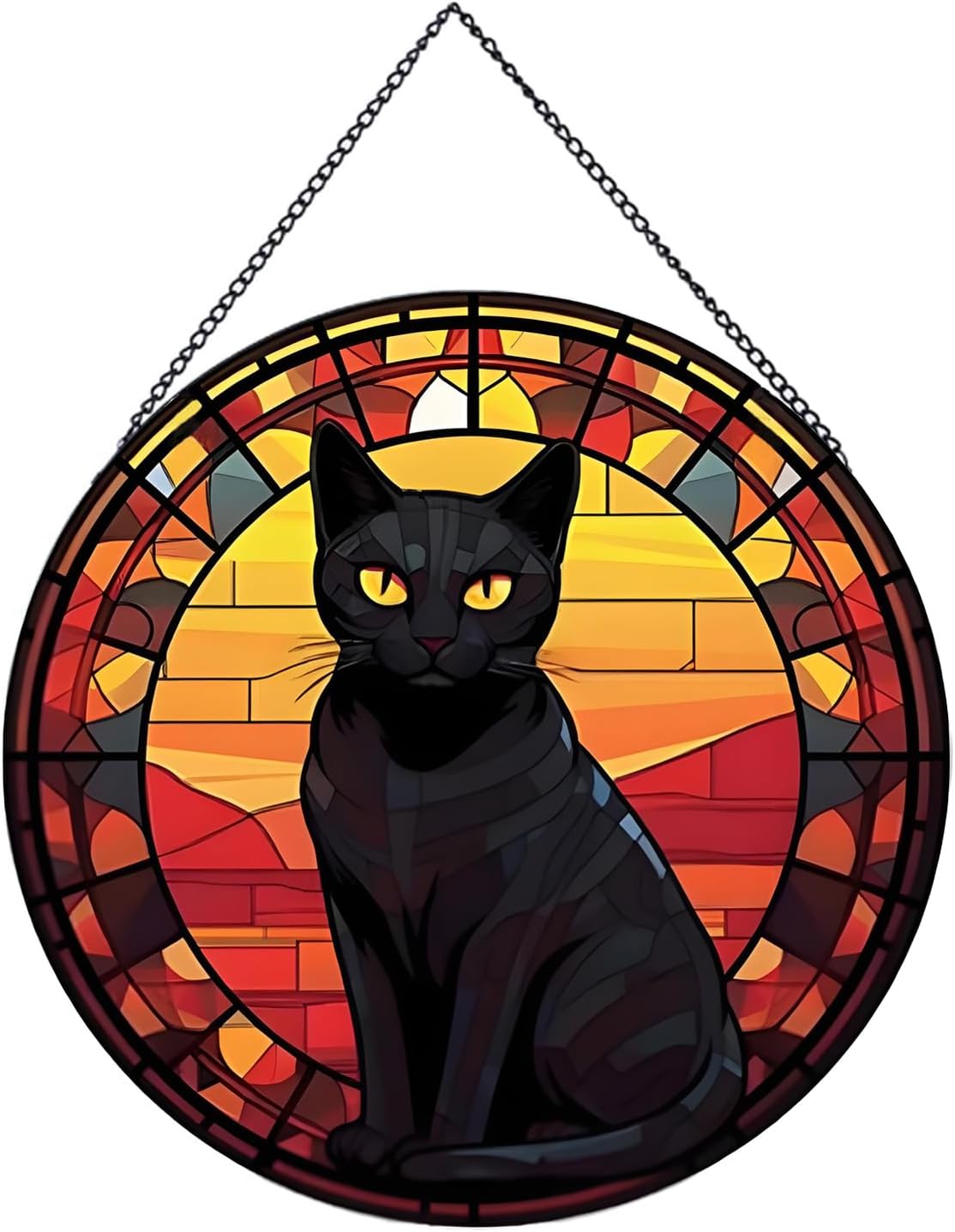 Atrapasoles colgantes gato negro para ventanas pintado a mano