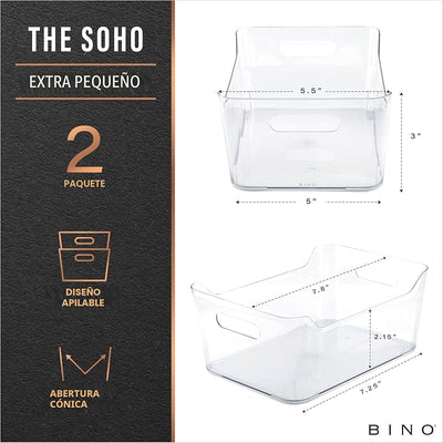 Cubo plástico transparente con asas 2uds para cocina y despensa