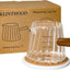 Taza medidora vidrio 6oz para espresso con mango madera