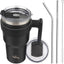 Vaso acero inox 30oz con asa 2 popotes 2 tapas color negro