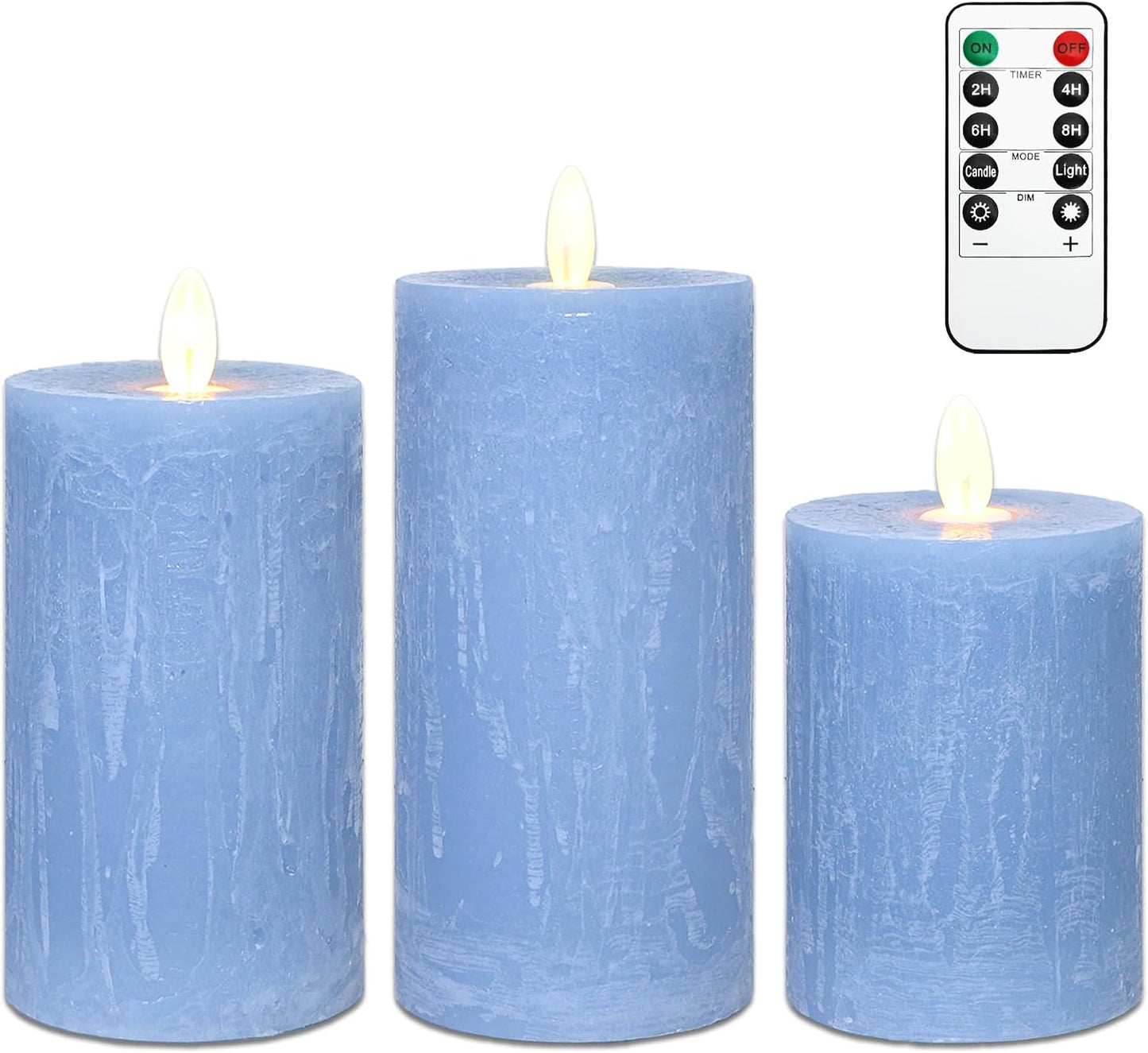 Velas LED rústicas azules con control y temporizador