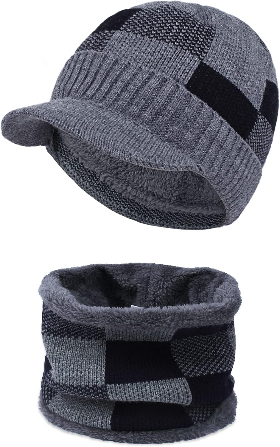Bufanda invierno para hombre mujer visera punto forro polar