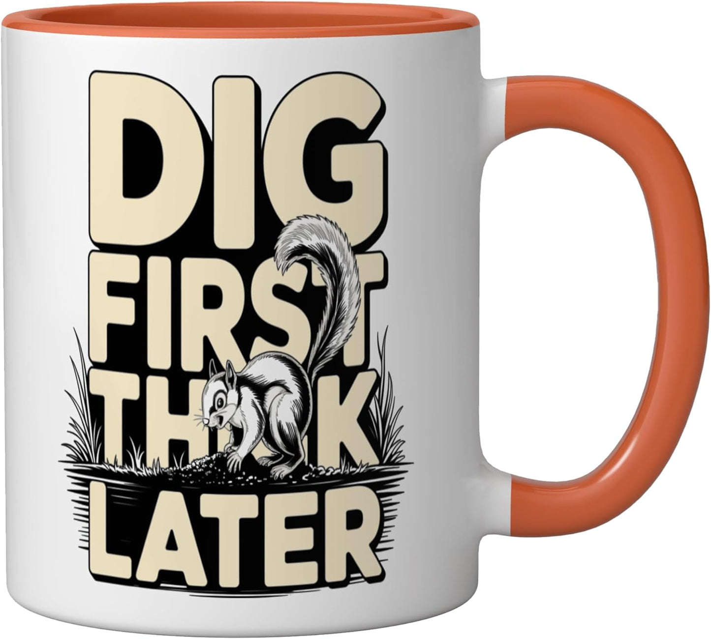 Taza Cerámica Humorística Ardilla Naranja/Blanca