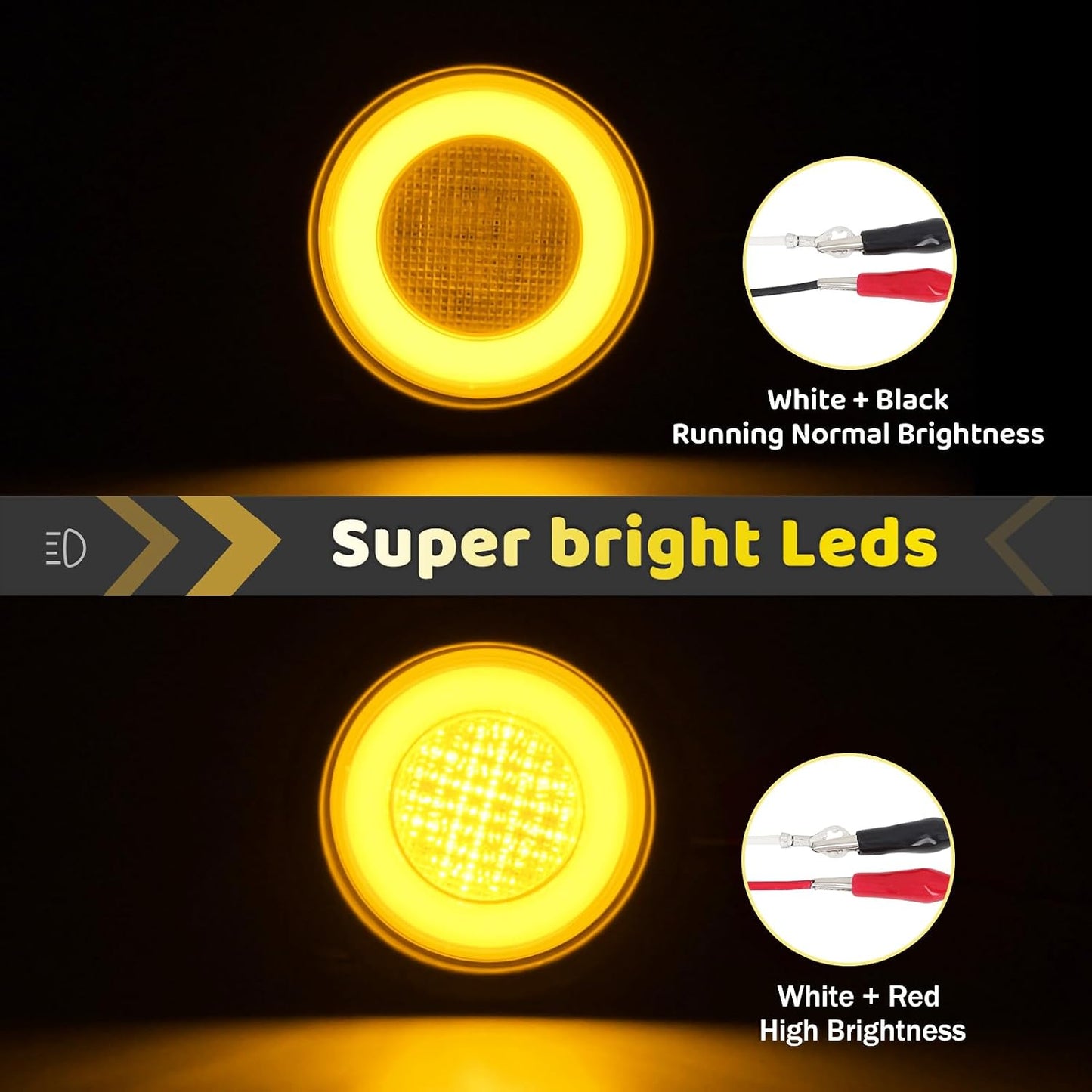 2 Pzas Luces traseras halo 4" ámbar 64LEDs remolque
