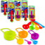Set 8 Tazas y Cucharas Medidoras Plástico Colores Surtidos