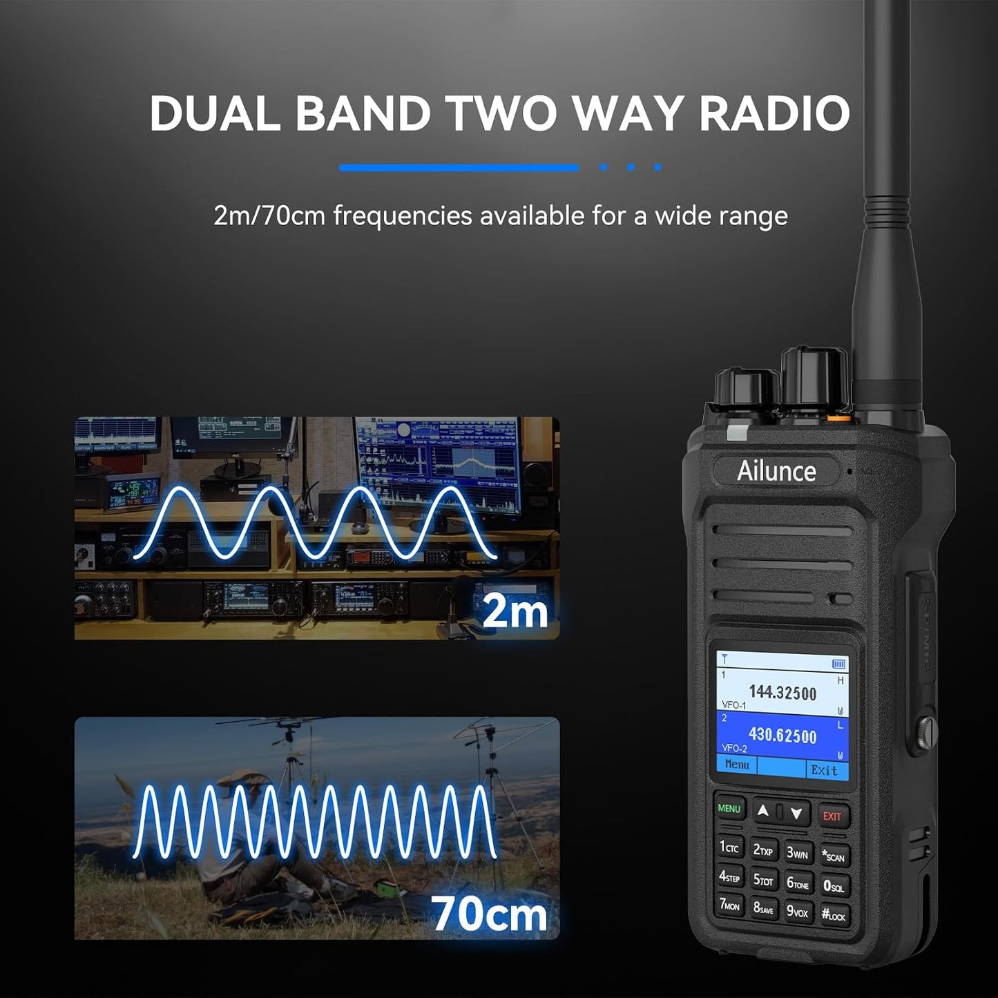 Radio portátil doble banda IP67 con alerta NOAA