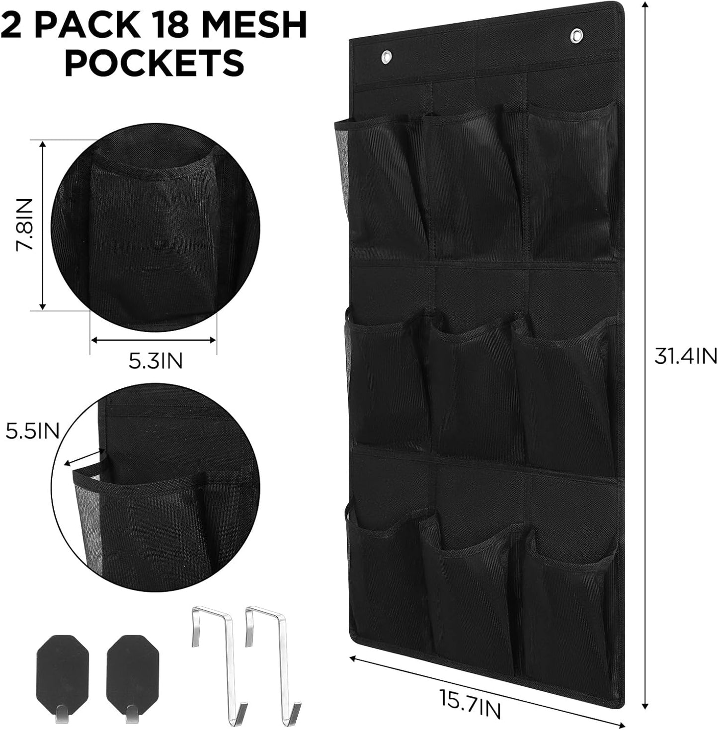 Organiz. zapatos 2 pzas 18 bolsillos para pared baño