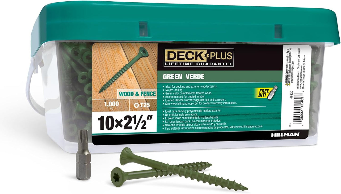 Tornillos madera exterior 2.5pulg #10 x 2.5 Torx resistente