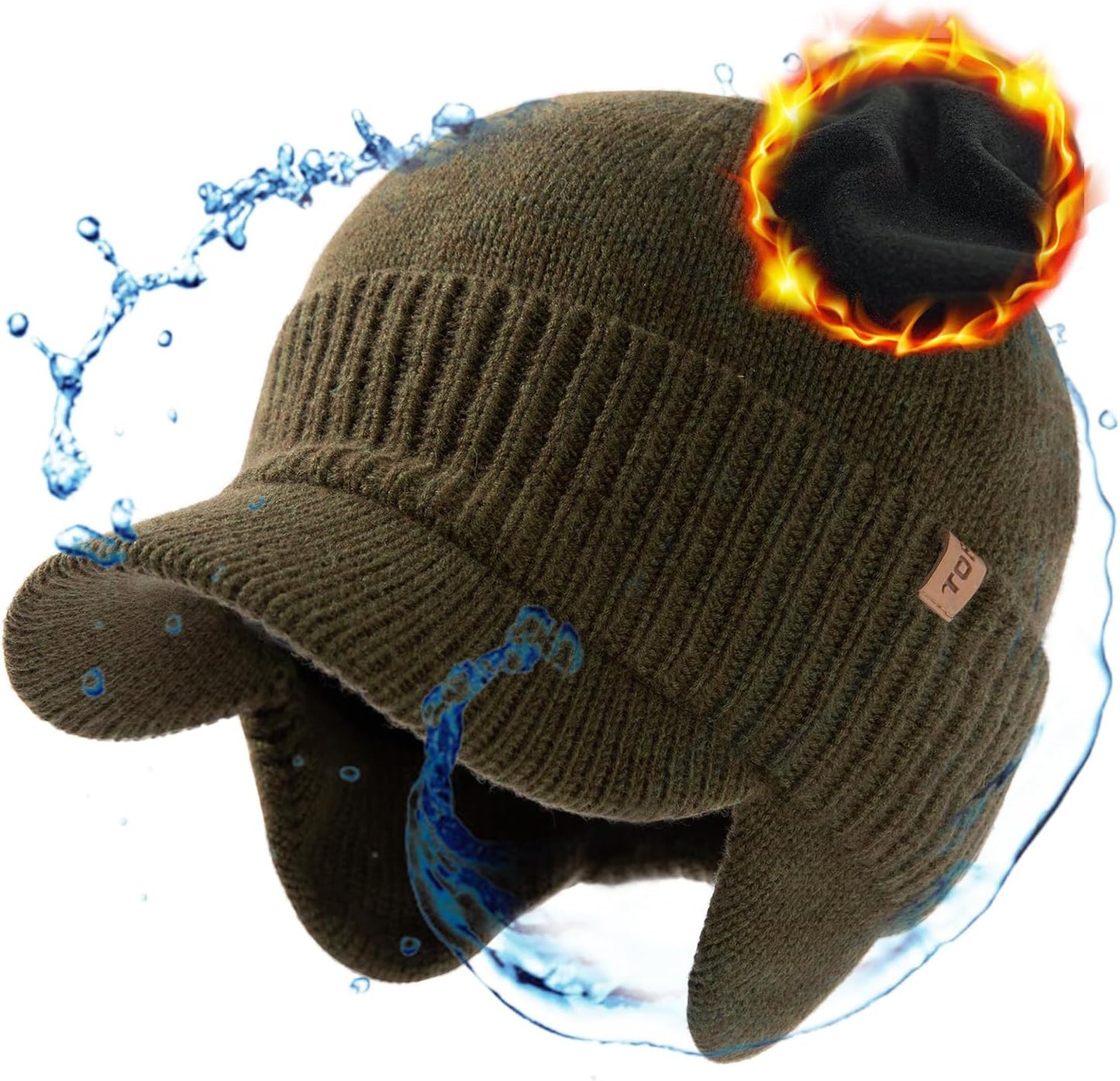 Gorro Lana Merino Impermeable con Visera y Orejeras