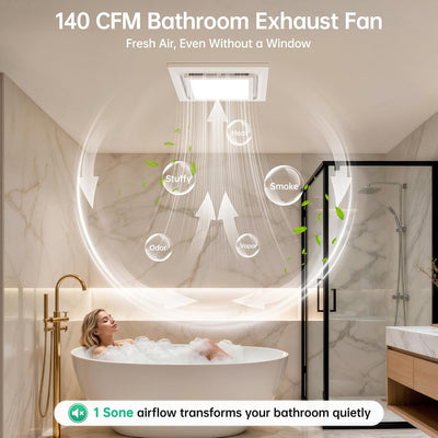 Ventilador baño 8pulg con luz LED 3 colores 110CFM