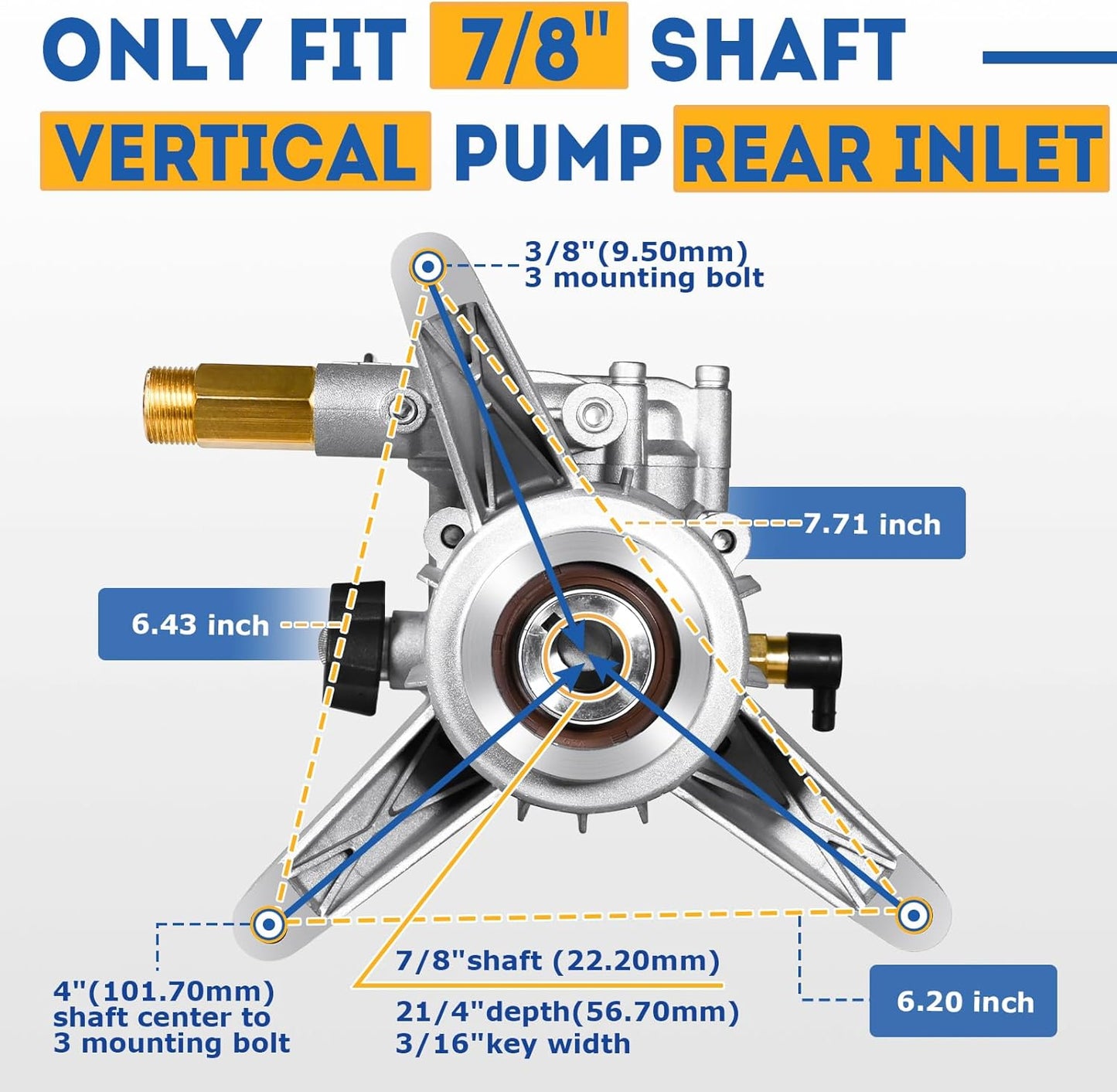 Bomba lavadora eje 7/8" 3100 PSI reemplazo Simpson