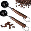 2 Cucharas Medidoras Café Acero Inox 304 Mango Madera Negro