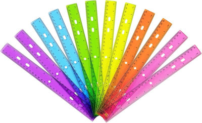 Reglas plástico transparente 12pulg para niños