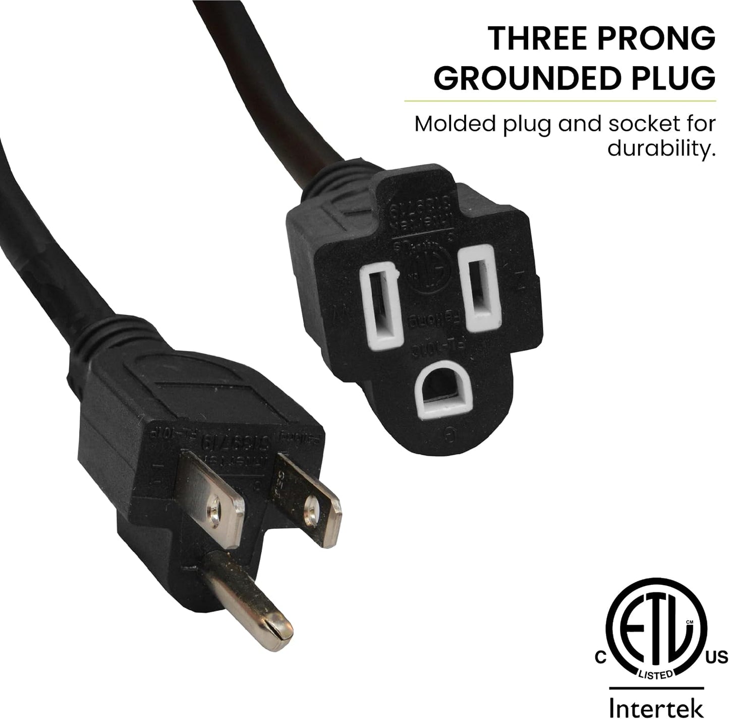 Cable extensión 16/3 SJTW exterior negro 8ft